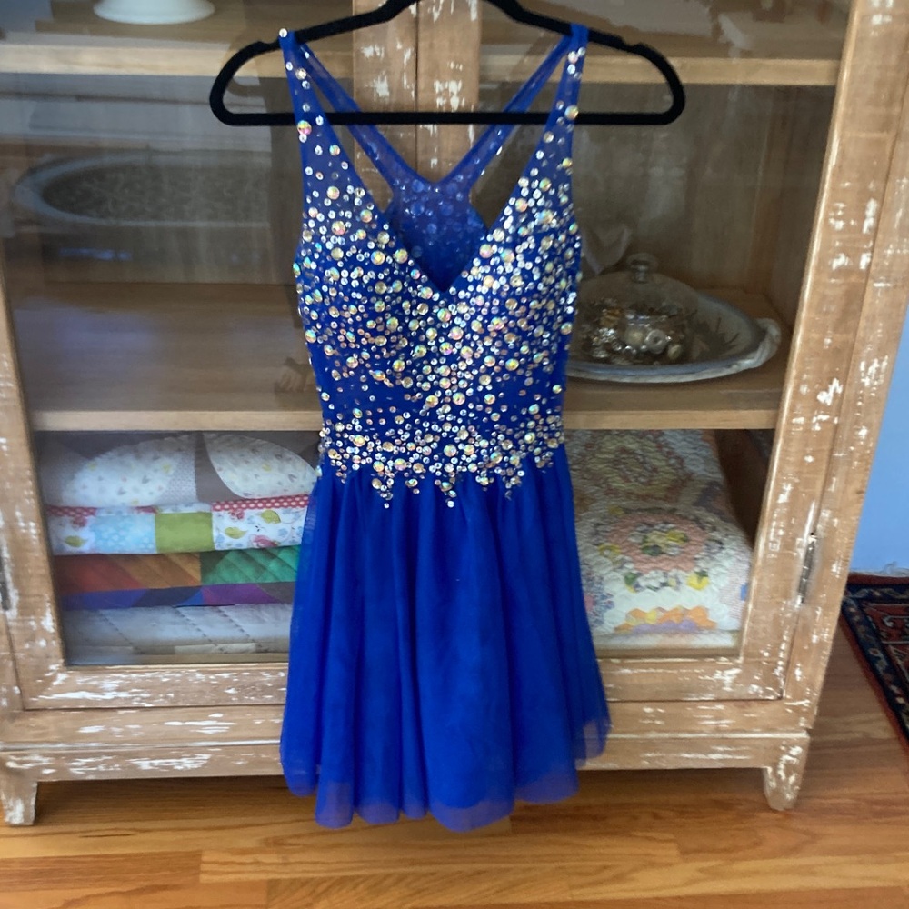 Blondie Nites Blue Sequined Mini Dress